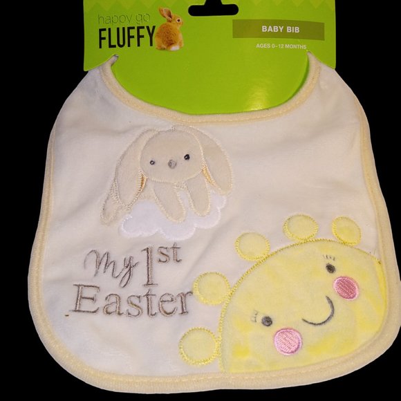 Happy Go Fluffy Baby’s My 1st Easter Bunny Bib, Rattle, and Booties - New! - Picture 2 of 7